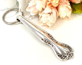 Spoon Keyring, 1952 ELEGANT LADY Silver Spoon Keyring, Vintage Spoon Keyring, Key Ring, Keychain, Spoon Jewelry, Silverware Keyring