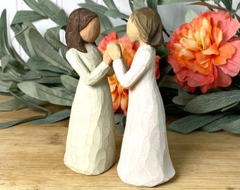 Set Of 2 Vintage Willow Tree 'Sisters By Heart' Figurines by Susan Lordi 2000