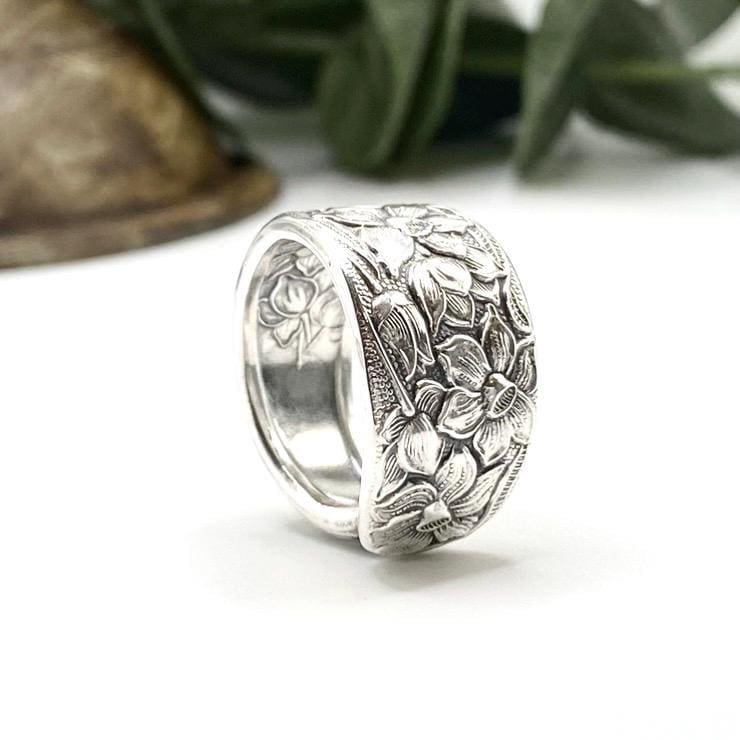 Spoon Ring, 1935 NARCISSUS, Silverware Ring, Spoon Jewelry Ring, Silver, Spoon Ring, Silverware Jewelry Ring, Silver Anniversary Ring