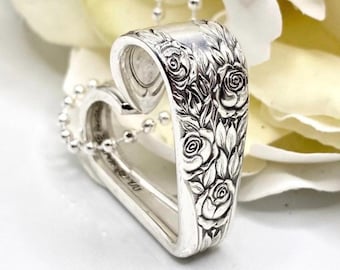 Silver Heart Necklace Gift For Wife Silver Anniversary Unique Handmade Floating Heart Pendant Gift For Mom 25th Anniversary