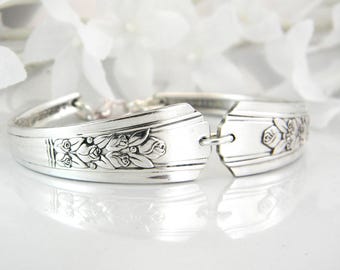 Spoon Bracelet, 1938 ROSALIE, Silverware Bracelet, Upcycled Silver Spoon Jewelry