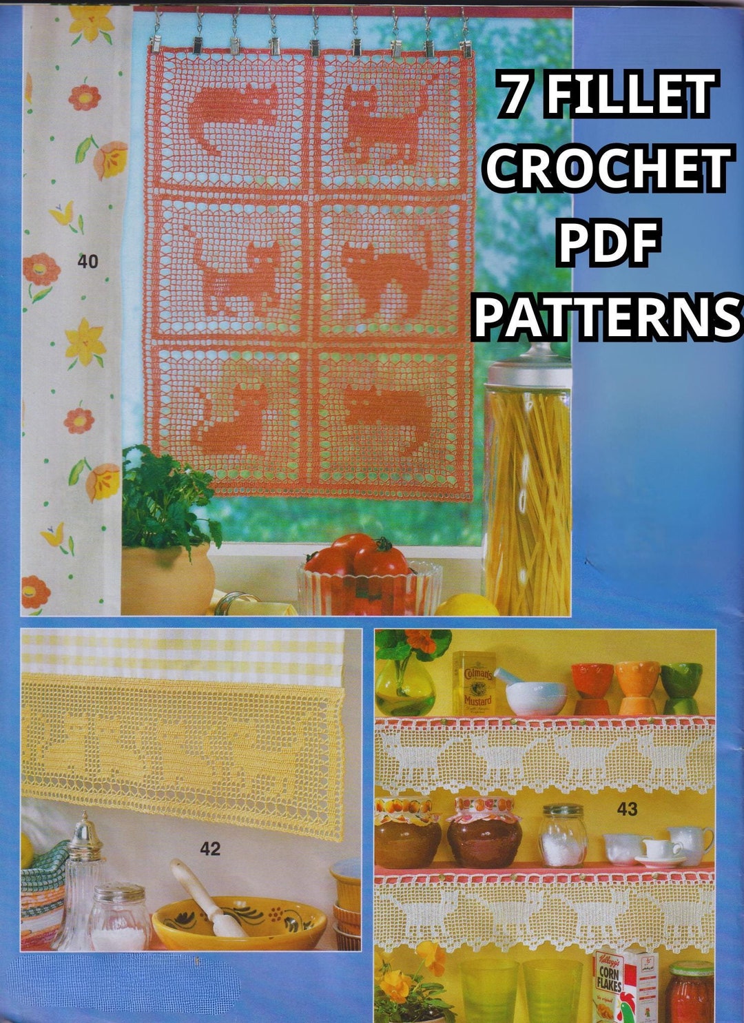 7 fillet crochet cat patterns pdf instant download etsy