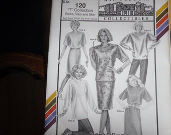 Pattern for "T" Collection Dress Tops and Skirt Womens Womans UnCut 120 bust 30-46 Hip 32-48