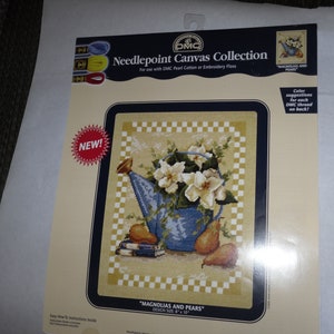 NeedlePoint Canvas Collection of Magnolias and Pears Canvas by DMC