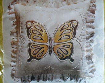 Butterfly needle kit Wall hanging kit or Pillow kit with Eyelet Lace