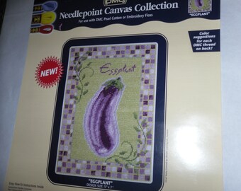 NeedlePoint Canvas of Vegetable Egg Plant Canvas Collection by DMC Embroidery