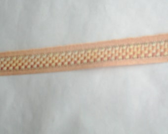 Embroidered Linen Woven Trim Craft Ribbon New BTY Yellows and Peaches