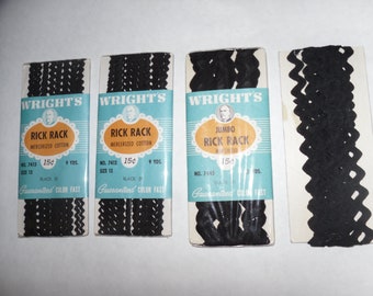 Rick Rack Ric Rac Black Vintage NOS in cellophane