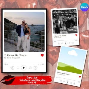 Musik-Playlist mit Foto der Liebe Valentine Vorlage Canva Personalisierter romantischer Songrahmen Besonderes Geschenk und Erinnerung Jahrestag Musikrahmen