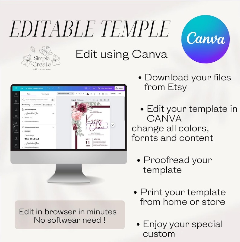 Red Ribbon Christmas Wedding Invitation Template Set of 6 Holiday