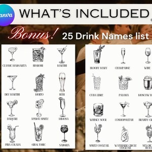 Modern Wedding Bar Sign Template, Signature Cocktails (digital Download ...