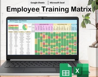 Suivi de la formation des employés, feuilles Excel et Google, modèle de matrice de formation RH, journal de certification de la main-d'oeuvre, outil de conformité des ressources humaines