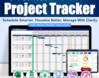Premium Gantt Chart Excel Google Sheets Template, Project Timeline Planner, Task & Date Tracker, PM Tool, Business Project Management