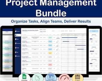 Google Sheets Ultimate Project Management Bundle – Gantt Chart, Kanban, Calendar, Task Tracker, Budget & Dashboard Tools for Small Business