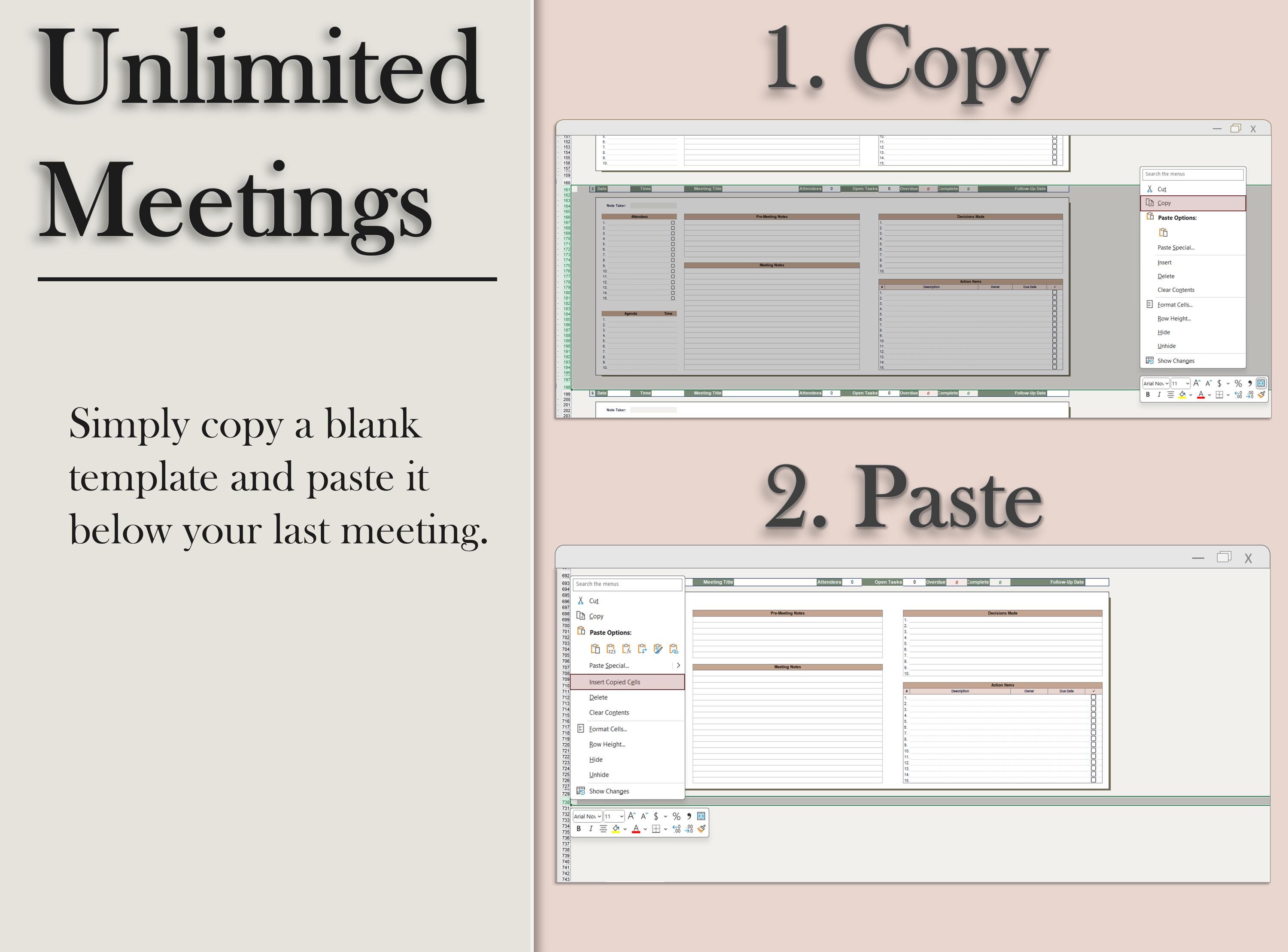 Multiple Meeting Notes Tracker Template for Google Sheets & Excel ...