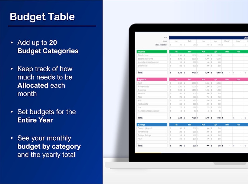 Beginner Budget Planner Spreadsheet Excel Google Sheets Monthly ...