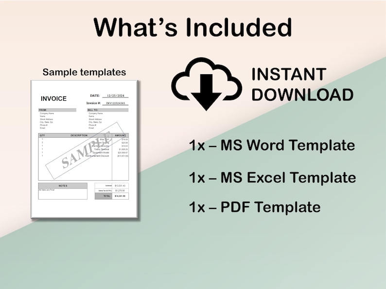 Professional Invoice Template for Small Businesses | Excel, Word, and ...