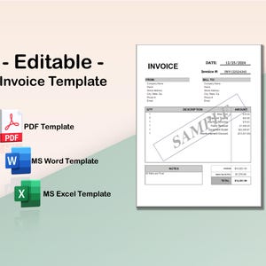 Professional Invoice Template for Small Businesses | Excel, Word, and PDF | Simple and Customizable Design for Quick Billing