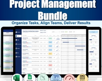 Bundle ultime pour la gestion de projet Modèle de projet Excel Google Sheets Diagramme de Gantt Tableau Kanban Outils de projet Planificateur de projet professionnel