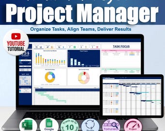 Multi Project Management Tracker Template Excel Google Sheets Gantt Chart Dashboard Timeline Planner Small Business Team Task Management