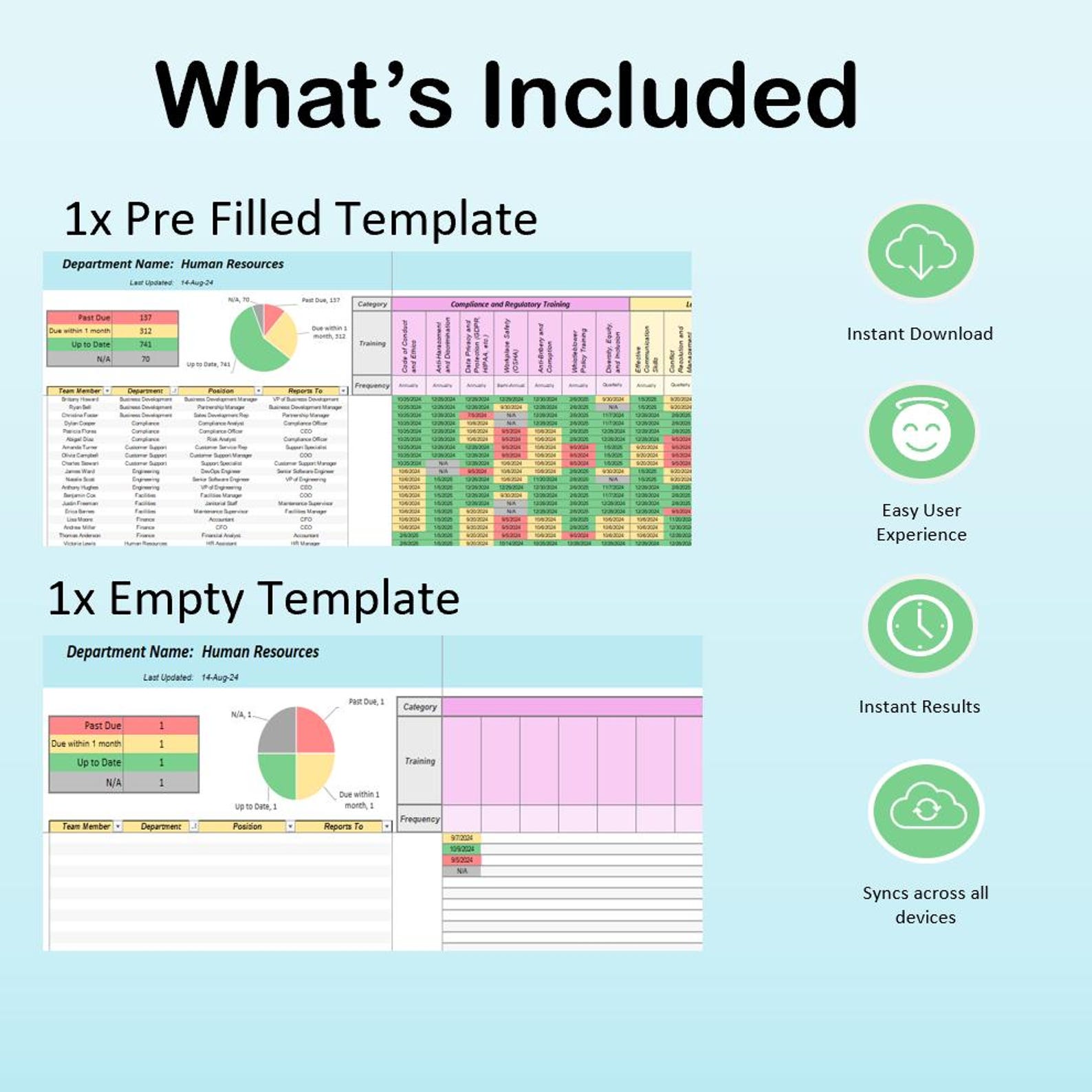 Sample Training Tracker Employee Training Tracker Excel & Google Sheets, HR Training Matrix ...