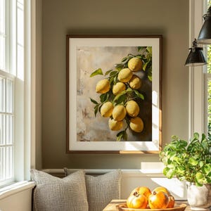 Rustic Lemon Kitchen Print: Vintage Tuscan Botanical Art (Digital Download