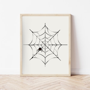 Spider Web Halloween Poster, Minimalist Halloween Wall Print Spooky Season Wall Art, Halloween Aesthetic Art Download, Trendy Fall Printable