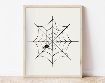 Minimalist Spider Web Halloween Print: Spooky Fall Wall Art (Digital Download)