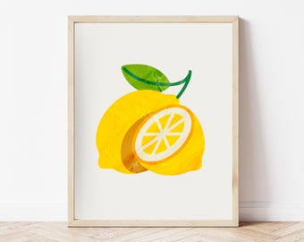 Minimalist Lemon Art Print: Trendy Kitchen Wall Decor (Digital Download)