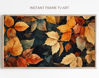 Autumn Leaves Frame TV Art: Moody Fall Painting (Digital Download)