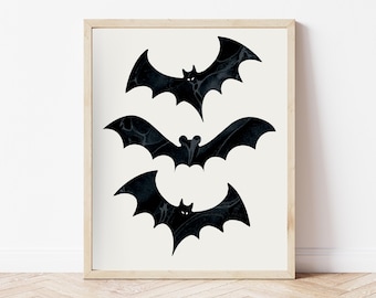 Retro Bats Art Print: Trendy Halloween Wall Decor (Digital Download