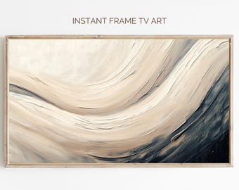 Minimalist Wave Samsung Frame TV Art: Neutral Abstract Painting (Digital Download)