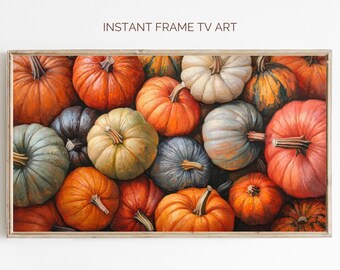 Colorful Pumpkin Patch Frame TV Art: Cozy Fall Decor (Digital Download