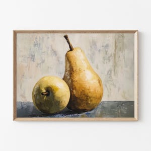 Pear Still Life Print: Rustic Farmhouse Kitchen Art (Digital Download
