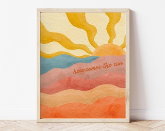 Voici l'impression soleil rétro du soleil : art océan Boho Sun Ray (téléchargement numérique)