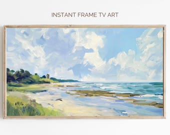 Coastal Seascape Painting: Beach Frame TV Art (Digital Download)