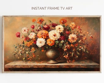 Fall Floral Still Life Frame TV Art: Vintage Autumn Decor (Digital Download 3840x2160 pixels)