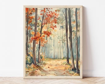 Fall Printable Wall Art, Fall Leaves Art, Autumn Wall Art, Fall Wall Decor, Tree Wall Art Printable, Fall Nature Art Print Autumn Leaves