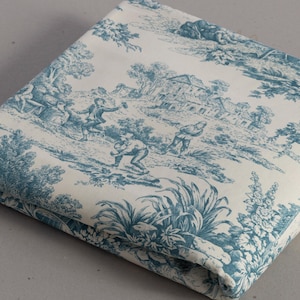 Toile de Jouy fabric turquoise 280 cm – upholstery cotton, French vintage style