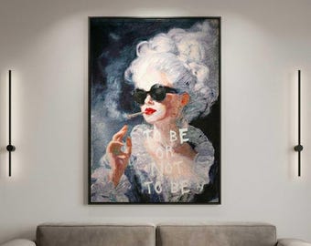 Wandtapijt 93 x 135 cm - To Be or Not To Be - Pop Art Marie Antoinette met zonnebril - Urban Chic decoratie, gigantische poster