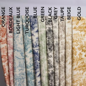 Toile de Jouy Fabric - Available in 11 Colors - Various Cuts - Upholstery - Elegant Interior - French Style - Luxury - Shabby Chic - Rococo
