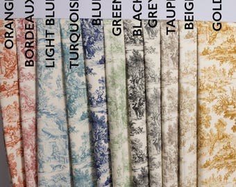 Extra Wide Toile de Jouy Fabric 280 cm | Cotton by the meter & yard in 11 colors