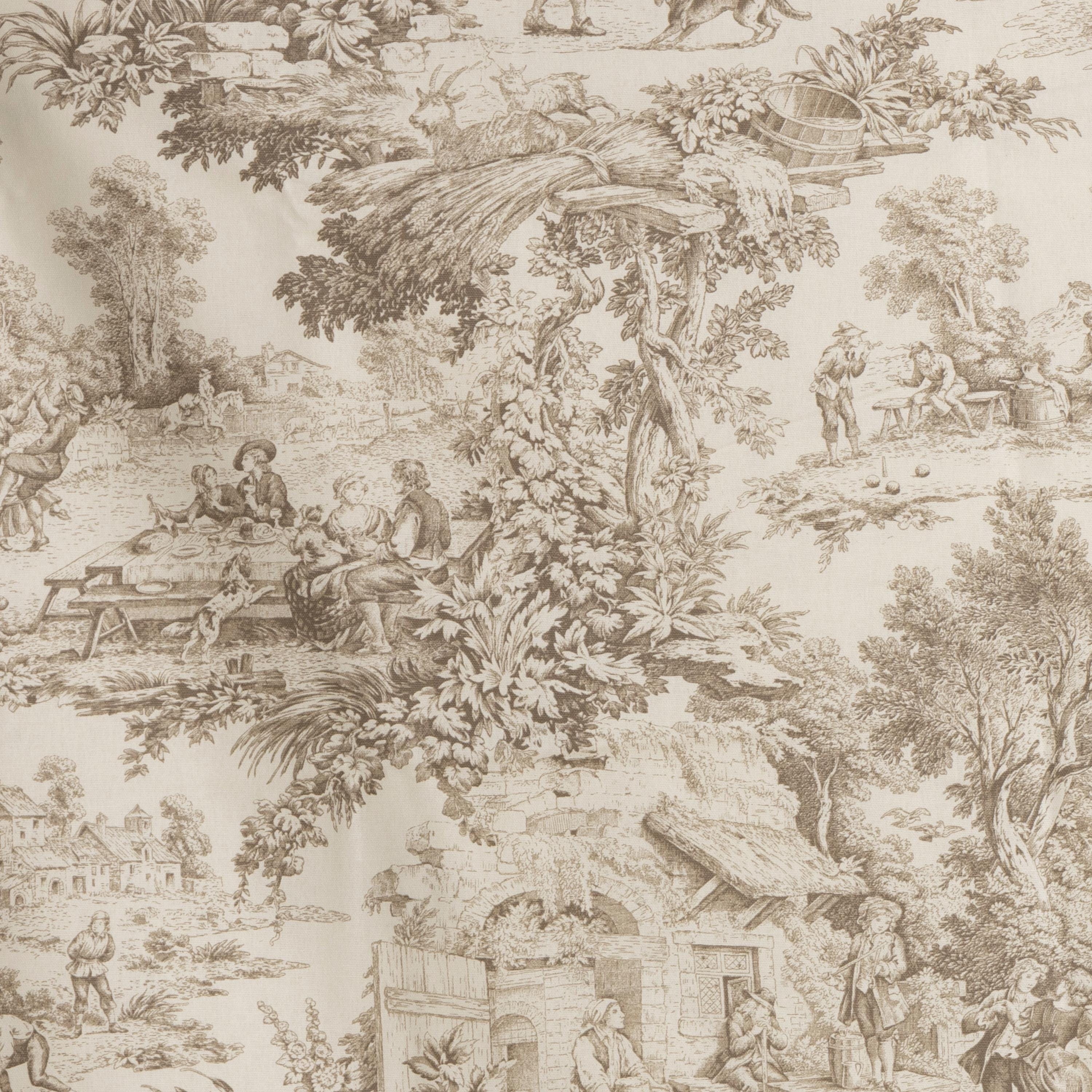 Toile De Jouy Fabric - Taupe - Upholstery - Elegant Interior - French ...