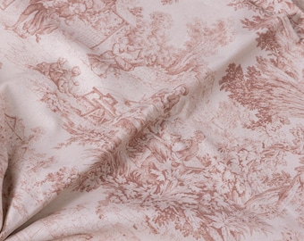Toile de Jouy Fabric - Pink - Upholstery - Elegant Interior - French Historical - Luxury Home - Shabby Chic - Rococo - Various Cut