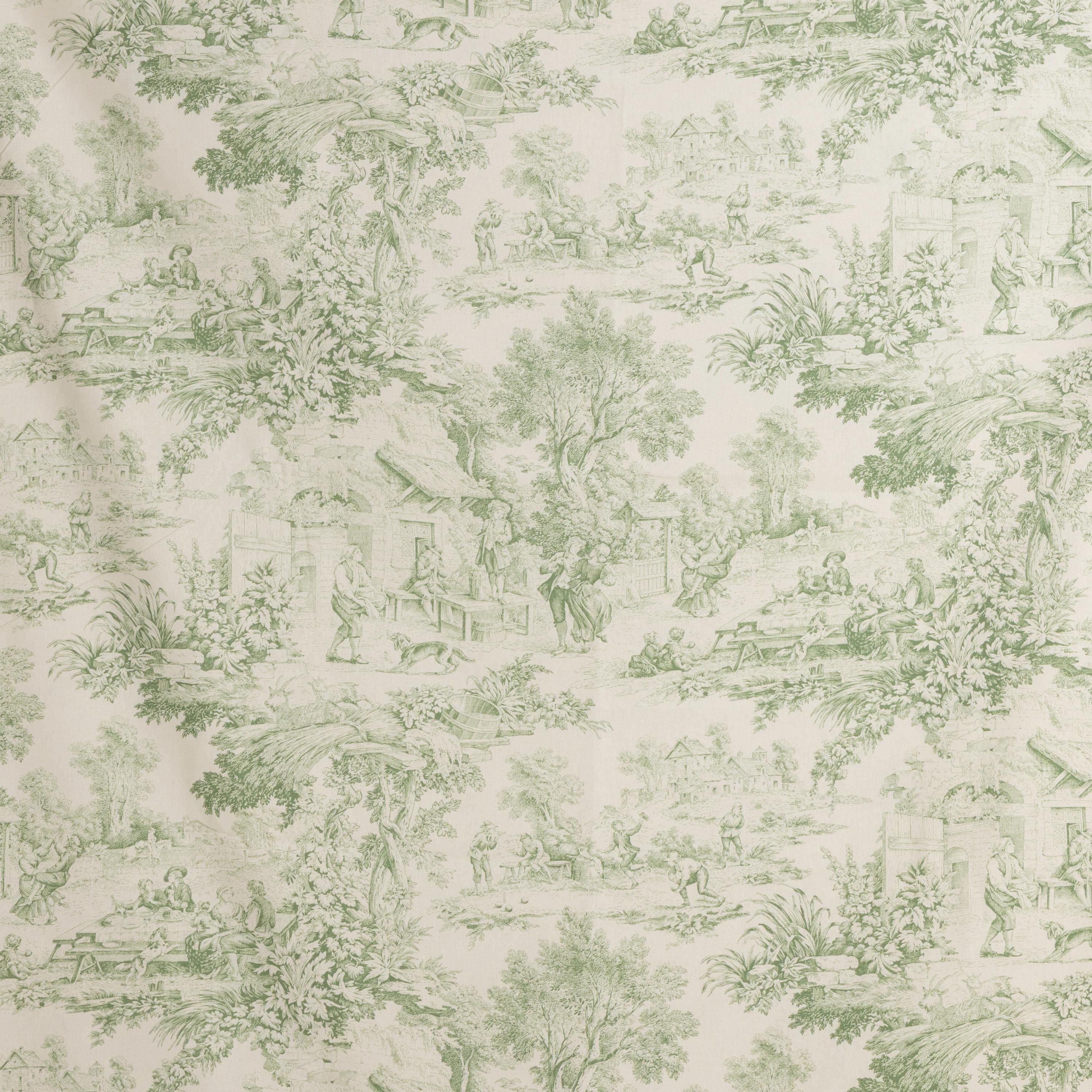 Toile De Jouy Fabric - Green - Upholstery - Elegant Interior - French ...