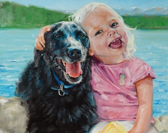 HappyFaces, custom Oil Portrait Paintings by puci, custom Pet Portraits, 12x12"