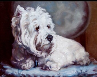 WonderfulWestie, dog paintings custom Pet Portrait Oil Paintings by puci, 10x12"