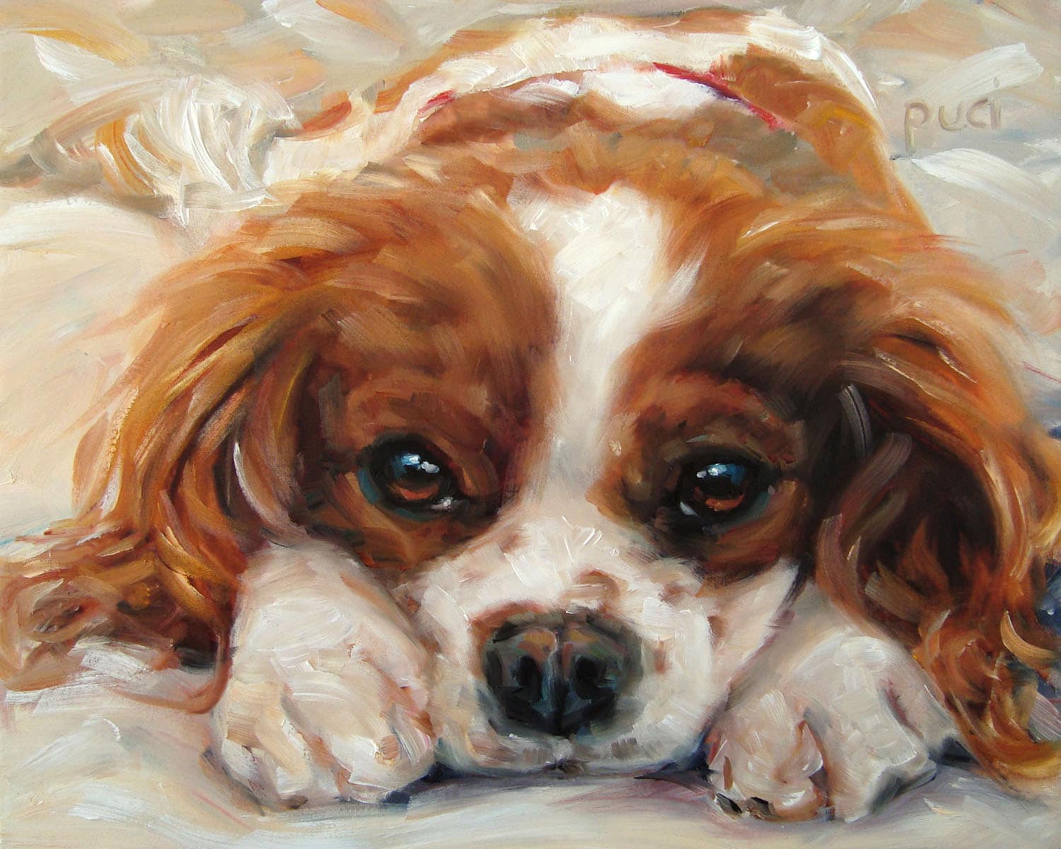 Spaniel R&R Cavalier King Charles custom oil painting by Etsy