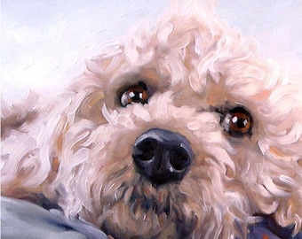Canine Cuties, custom Pet Portrait paintings in Oils by puci, 8x8 inches