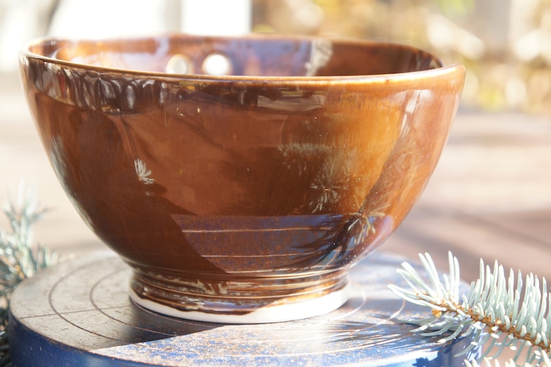 Caramel Colored Hand Thrown Ceramic Yarn Bowl